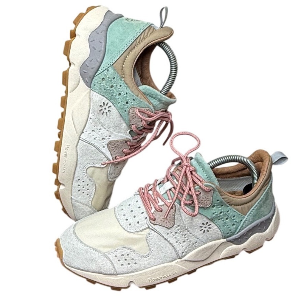 Flower Mountain Yamano 3 Sneakers Sage Green Pink Suede FM21-1-017 Womens 8 39